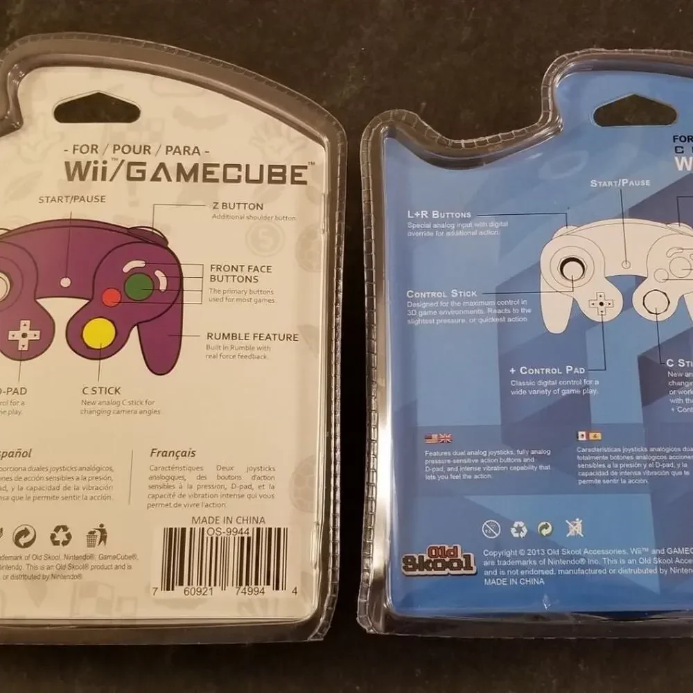 2 Gamecube Controllers - Purple & White (NEW) - Nintendo - Old Skool